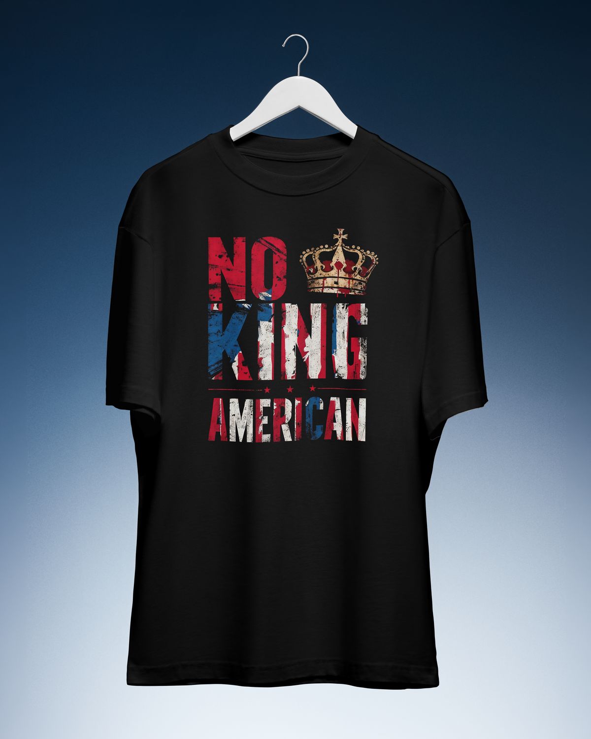 DIYANYONE Original Cotton Tee: NO KING AMERICAN Distressed product image 1