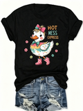 Cute Duck Hot Mess Express Quote Graphic T‑Shirt for Women product image 1