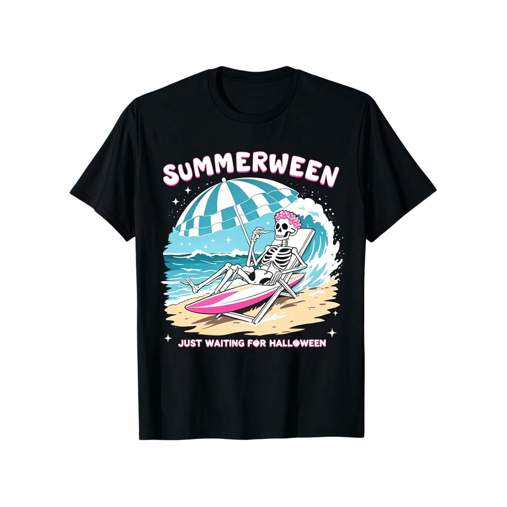 Black with Pink & White Spooky Summerween Skeleton Beach product image 1