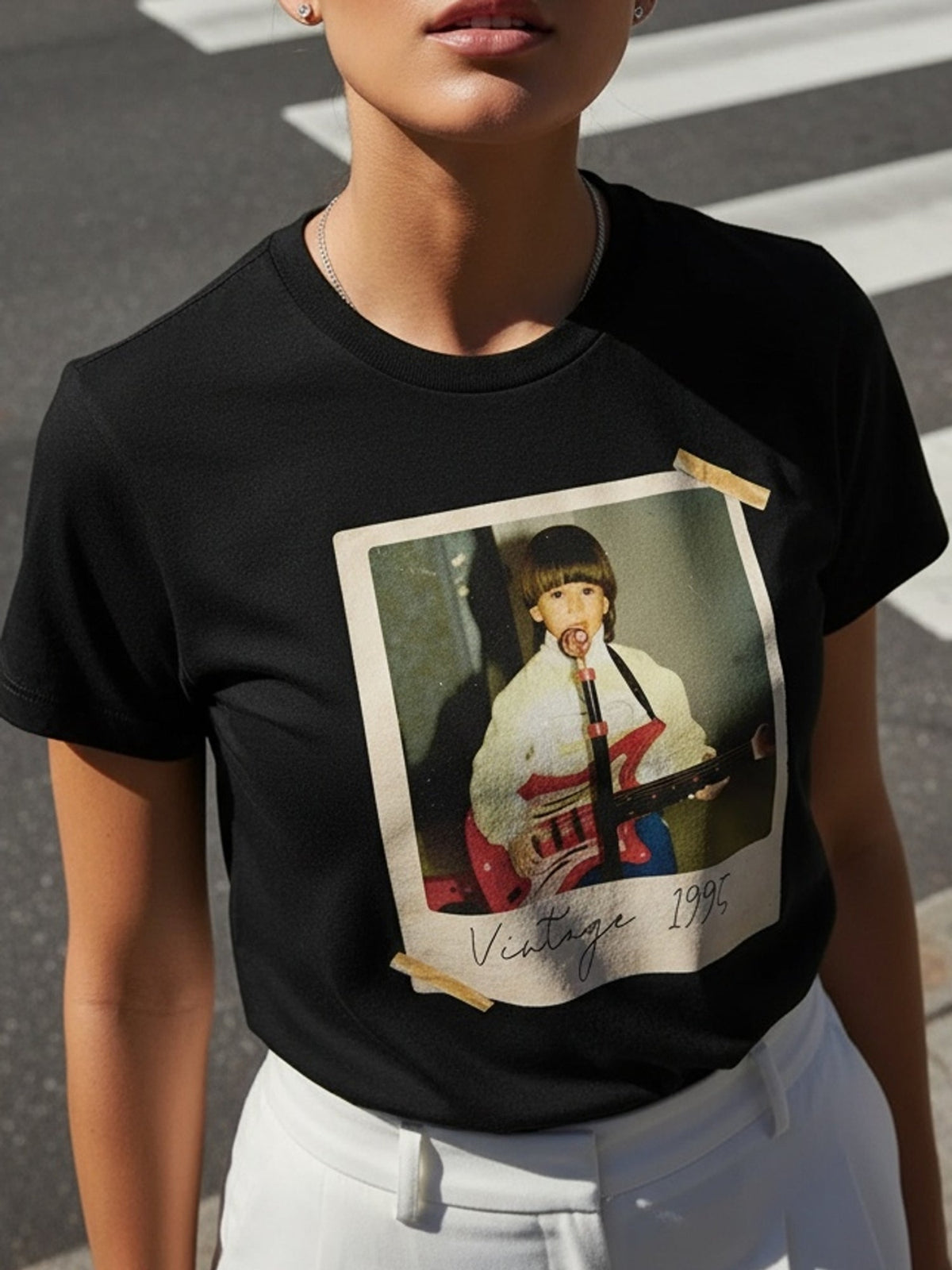Custom Photo Text T-shirt,Custom Print Crew Neck T‑Shirt product image 1