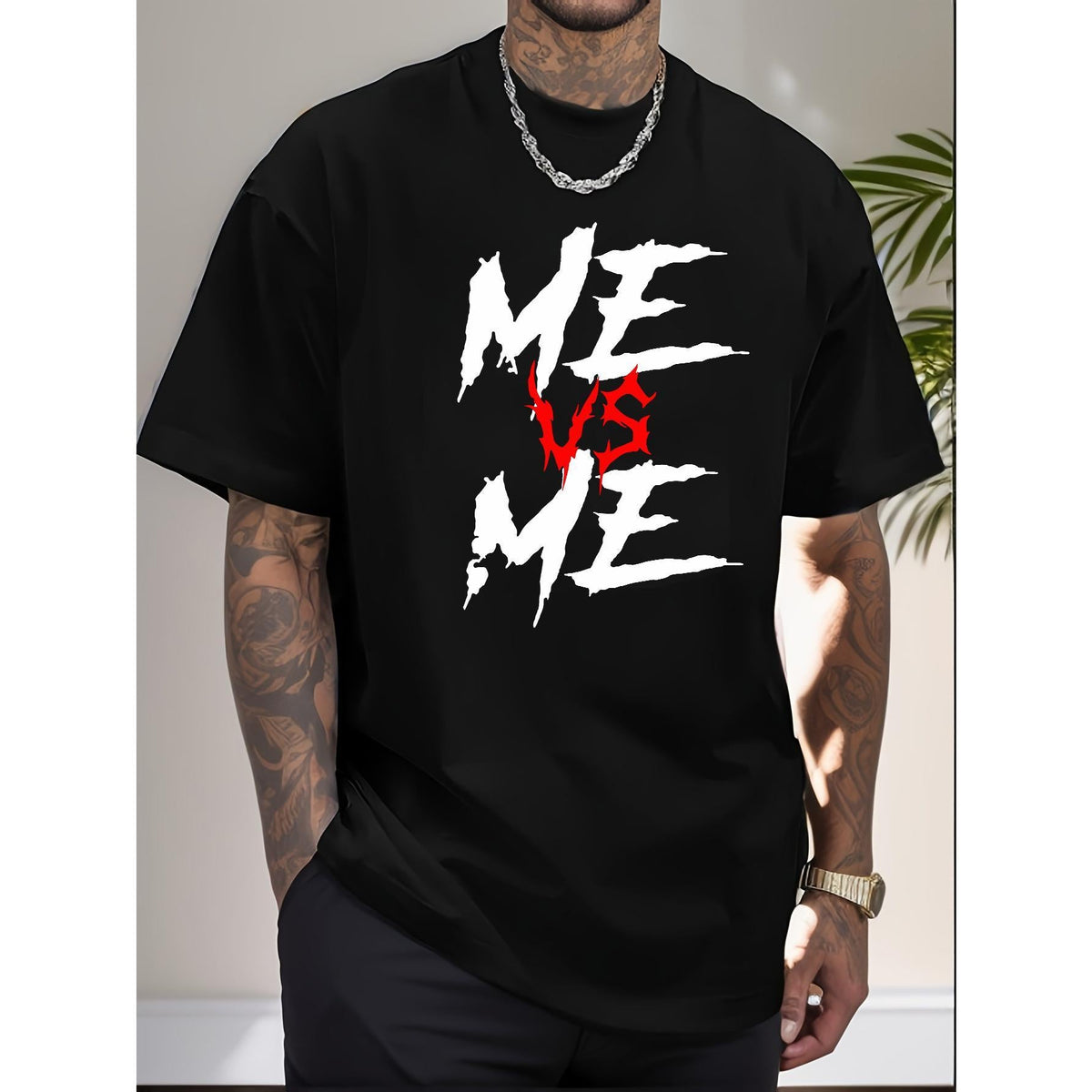 Oversized Printed T-Shirt, Men's Summer Casual Short Sleeve product image 2