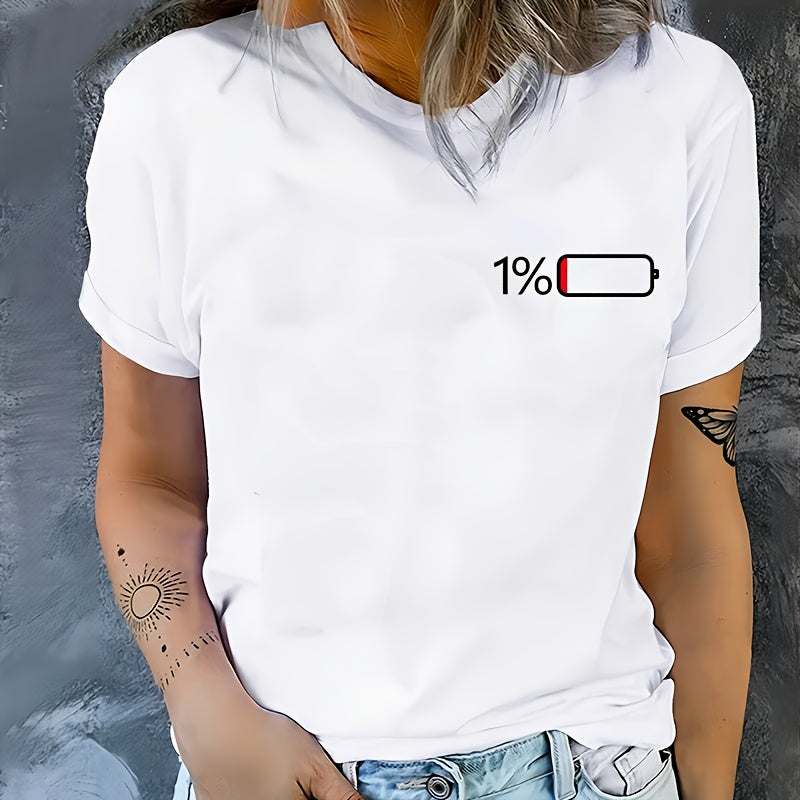 Women's Funny 1% Battery T Shirt, Low Graphic Tee product image 2