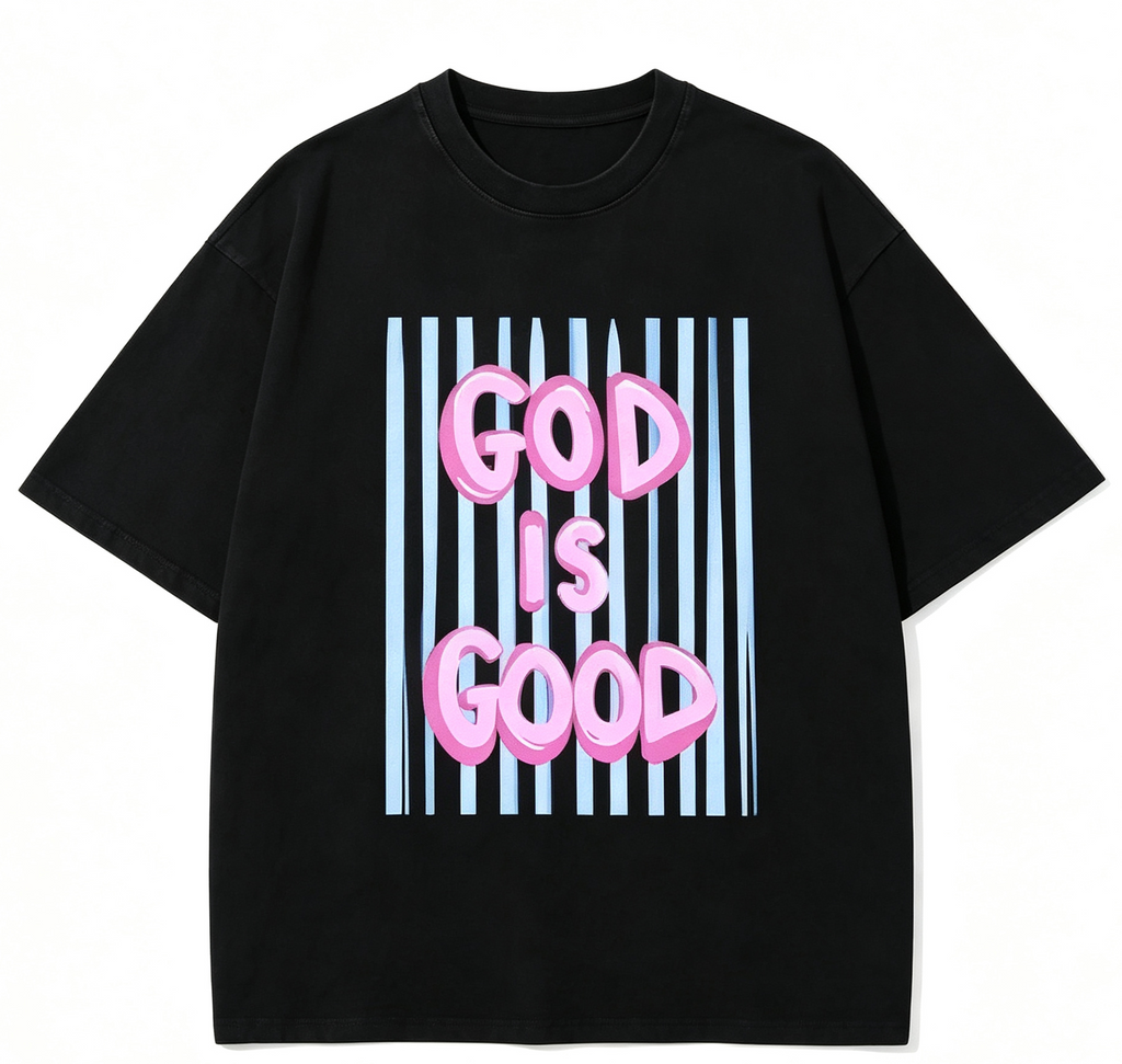 Unisex Graphic T‑Shirt, God Is Good White Outline Street product image 1