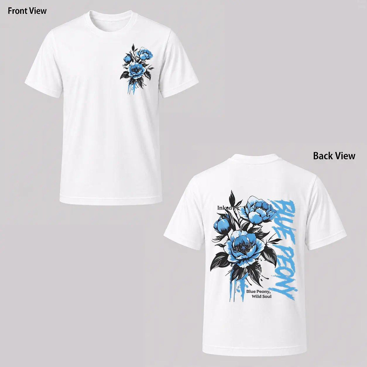 [Men's T-Shirt] New American Street Style Blue Peony Print product image 11