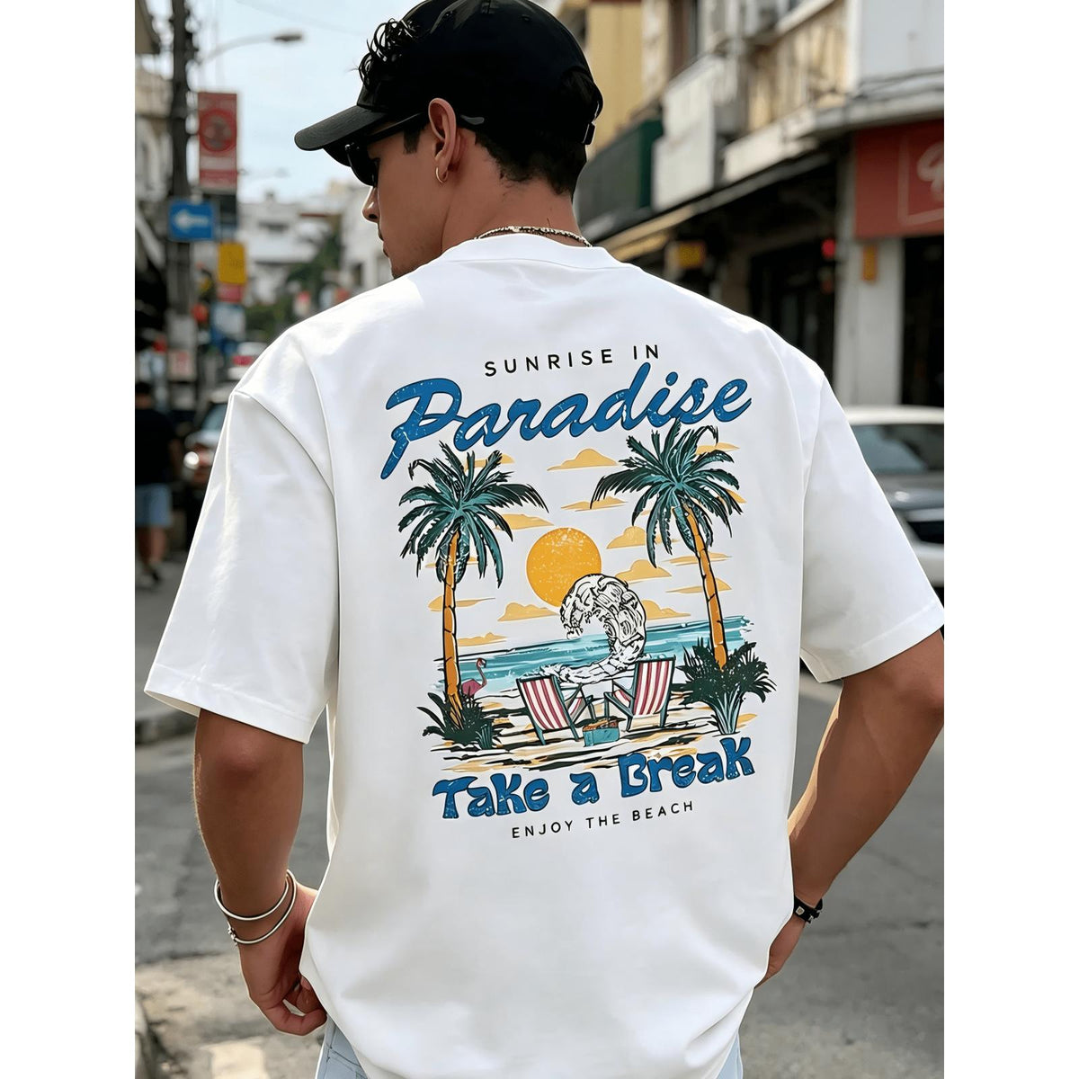 Men's "Sunrise In Paradise" Beach Graphic T-Shirt, Casual product image 2