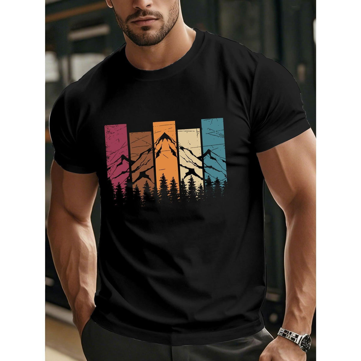 Retro Style Men'S Short-Sleeve T-Shirt Featuring Mountain product image 11