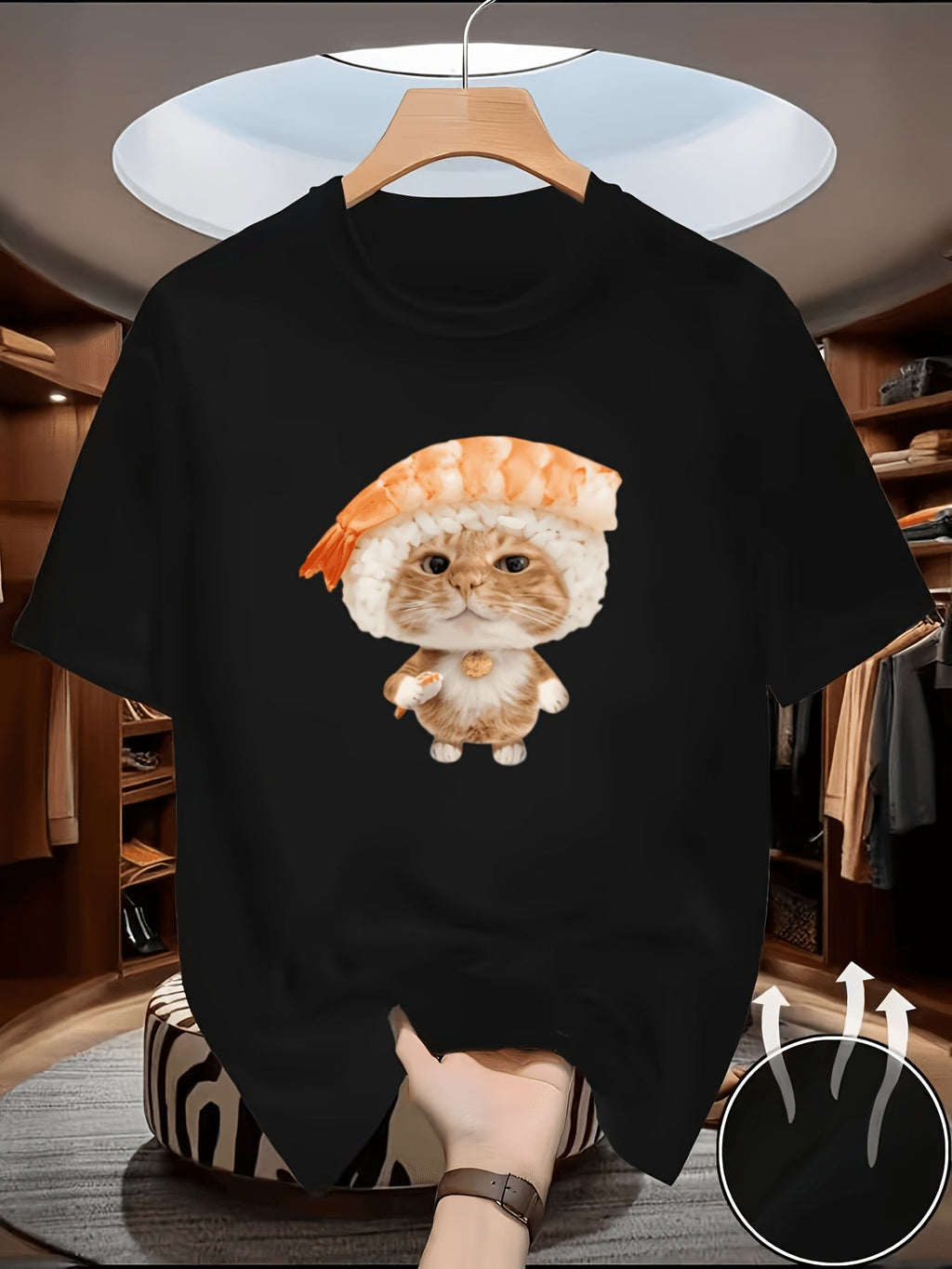 Cat Lover Gift Tee Cute Sushi Orange Kitten with Shrimp product image 2