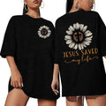 Jesus Saved My Life" Sunflower Graphic T-Shirt, Women's product image 1