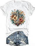 Faith T-Shirt Christian Cross Floral Tee For Women product image 1