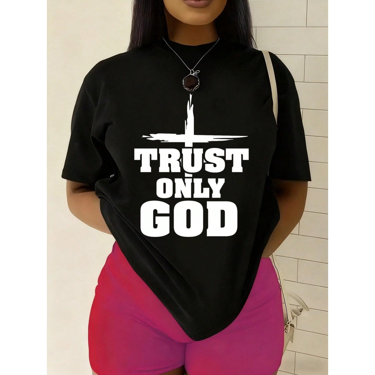 Women'S Trust Only God Christian Faith T-Shirt - Black With product image 1