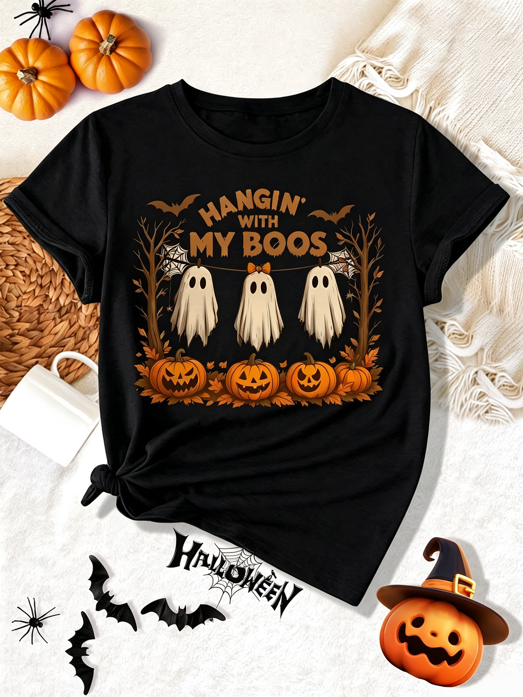Hangin' With My Boos T-Shirt Cute Ghost Pumpkin Halloween product image 10