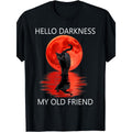 Hello Darkness My Old Friend - Black Cat T-Shirt Funny Crew product image 1