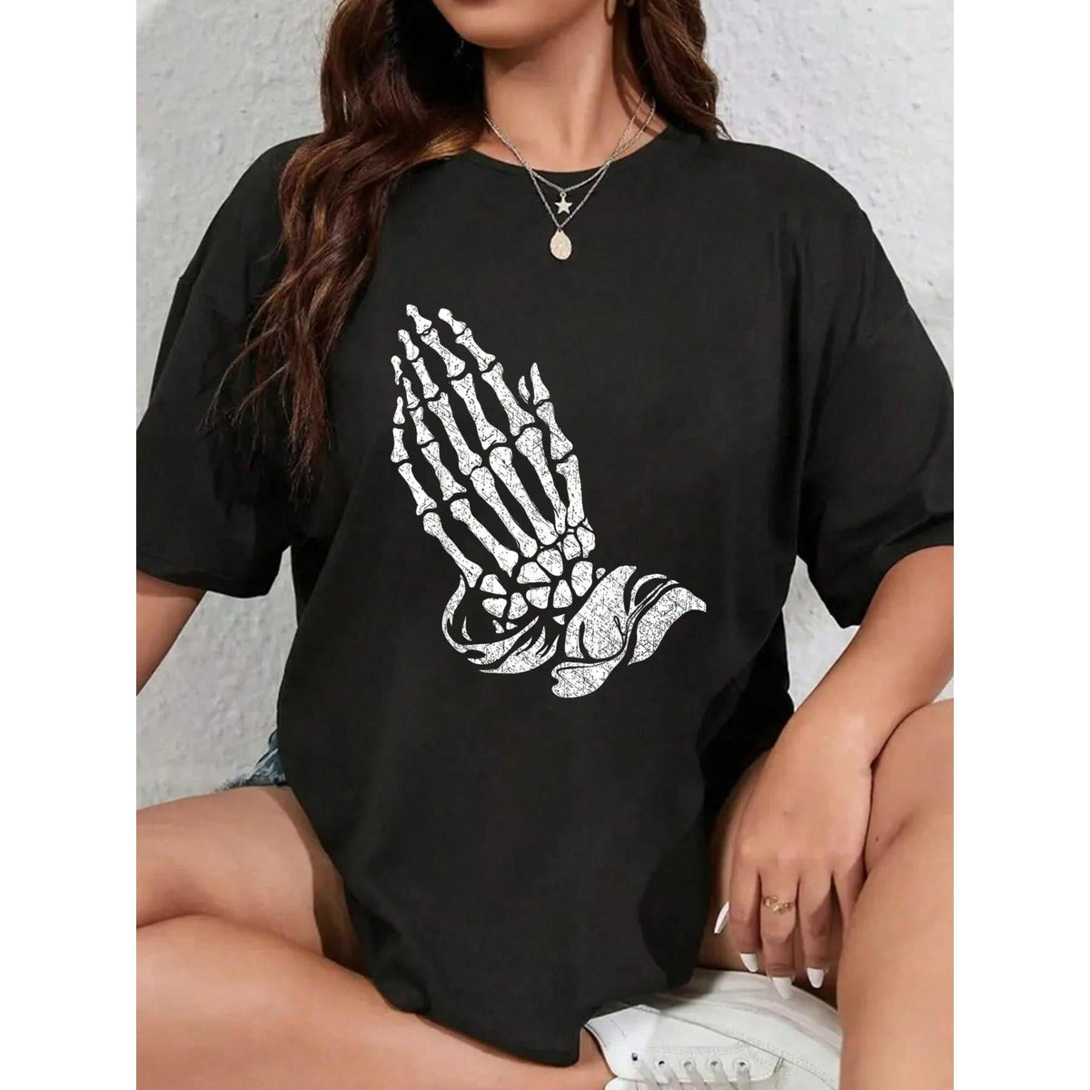 Praying Skeleton Hands TShirt Women's Short Sleeve Crew product image 10