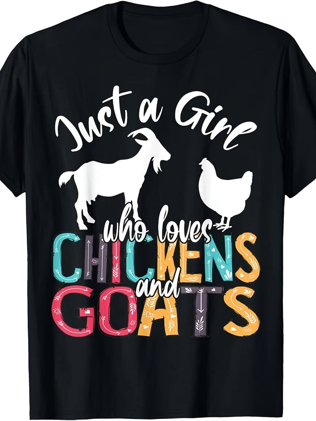 Just A Girl Who Loves Chickens Goats Farmer Graphic Tee for product image 2