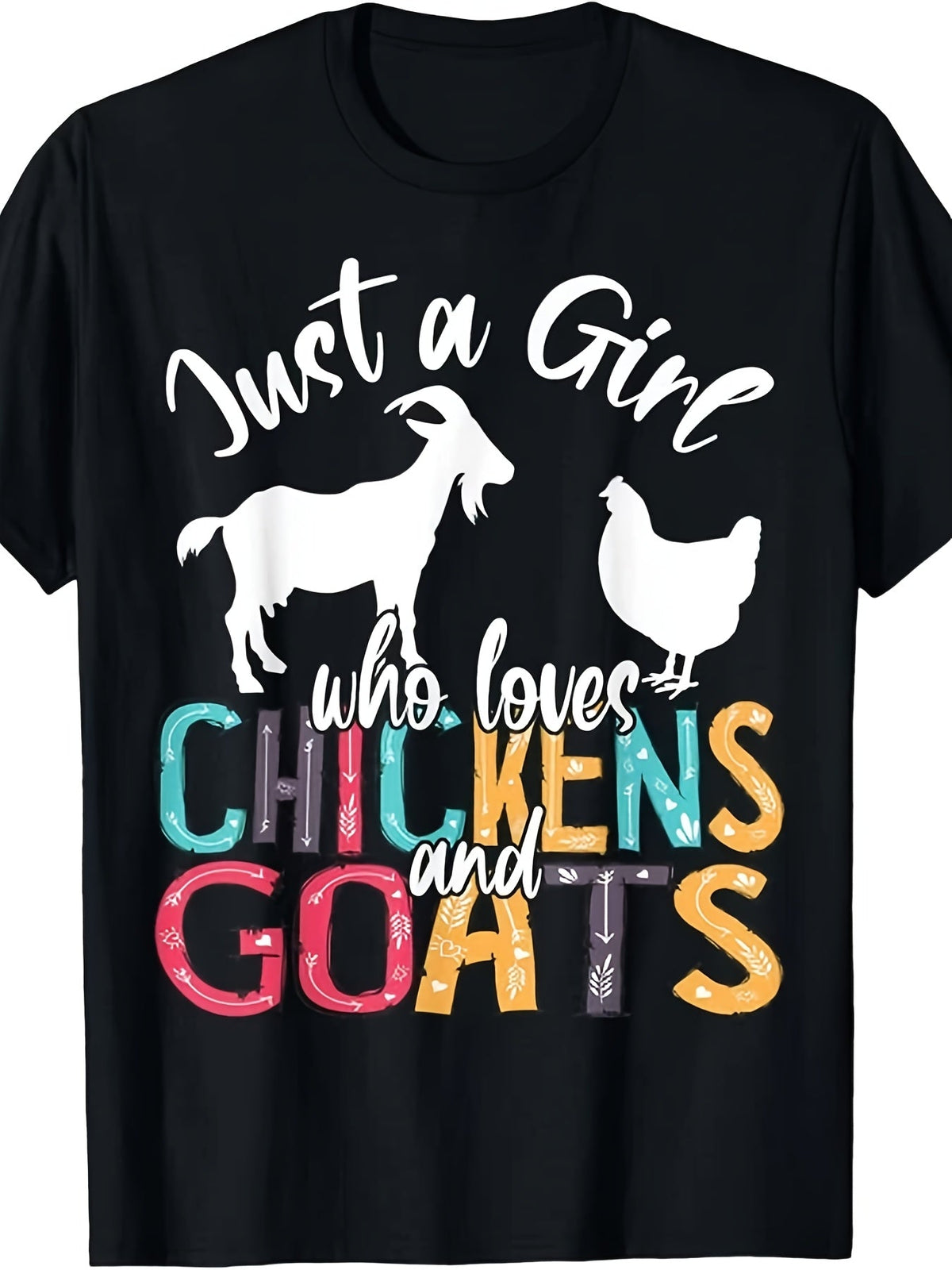 Just A Girl Who Loves Chickens Goats Farmer Graphic Tee for product image 2