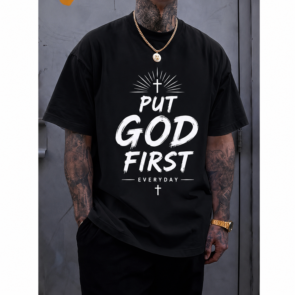 Men's Christian Graphic T-Shirt, "Put God First Everyday" product image 3