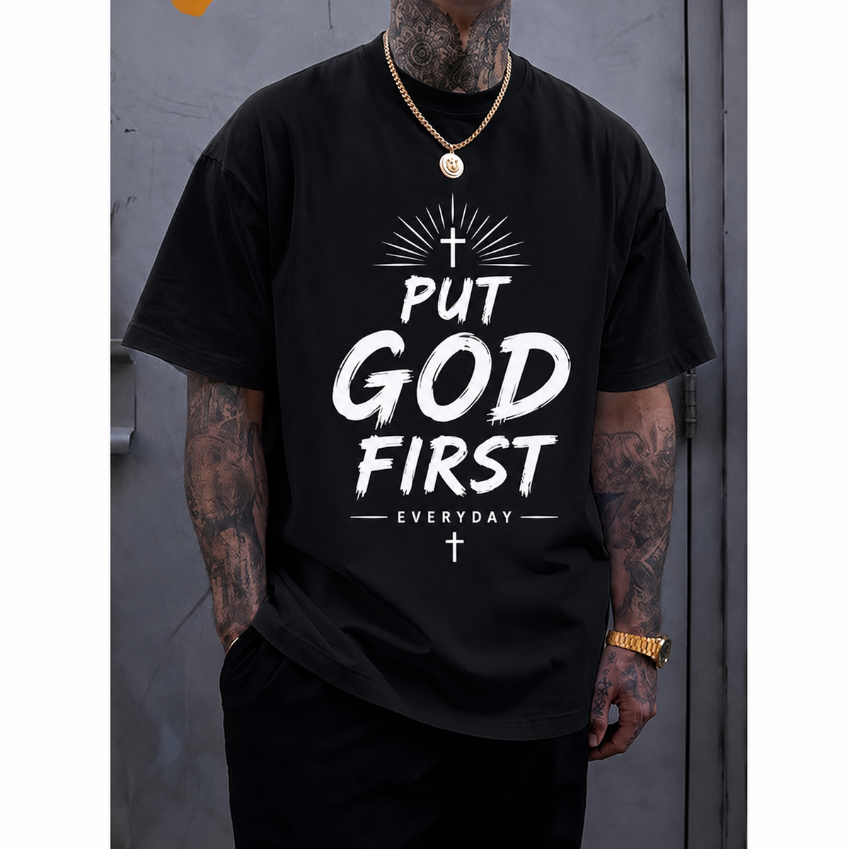 Men's Christian Graphic T-Shirt, "Put God First Everyday" product image 3