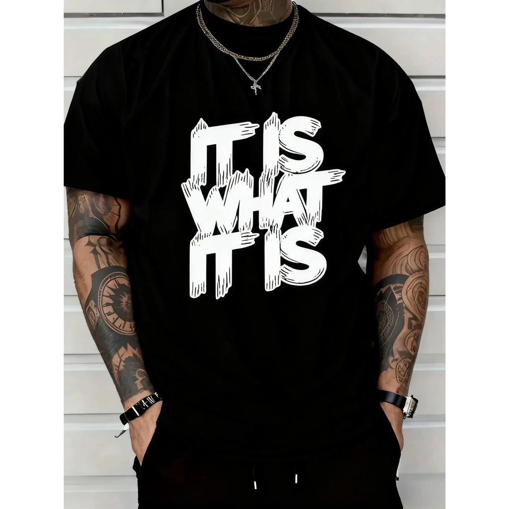 100% Cotton IT IS WHAT IT IS Men's Red Graphic T-Shirt product image 2