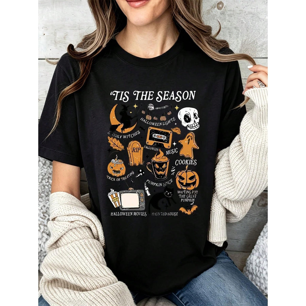 Women Casual Halloween Graphic Tee Tis The Season Witch product image 4