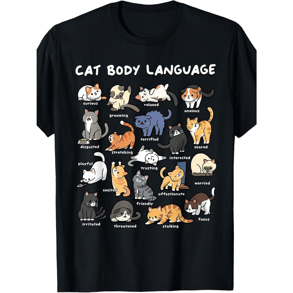Cat Body Language Cute Kitty Graphic T-Shirt, Unisex Soft product image 1