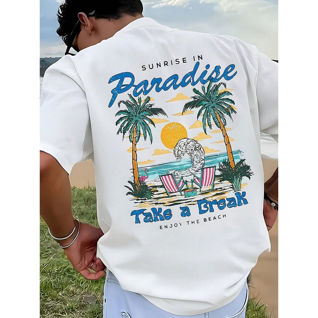 Men's "Sunrise In Paradise" Beach Graphic T-Shirt, Casual product image 1