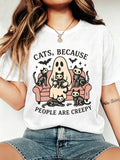 Cats Because People Are Creepy T-Shirt Ghost Skeleton Cat product image 1