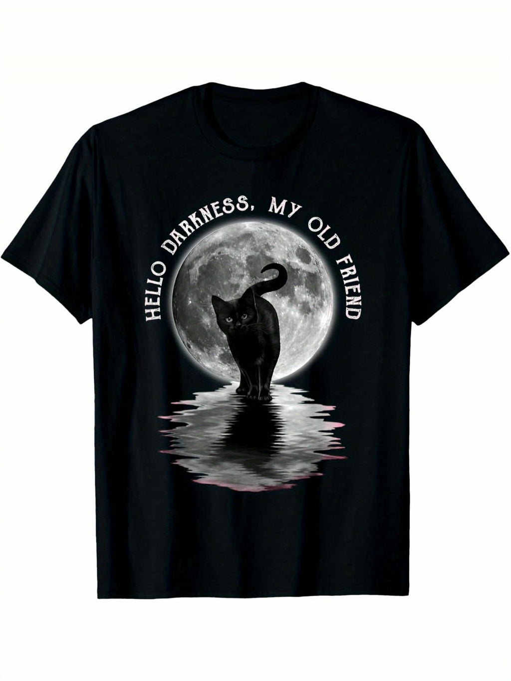 Men'S Black Cat Moon Graphic T-Shirt Casual Tee, Streetwear product image 2