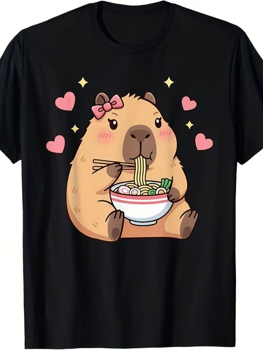 Adorable Capybara Ramen Noodles Graphic Tee for Men Women product image 2