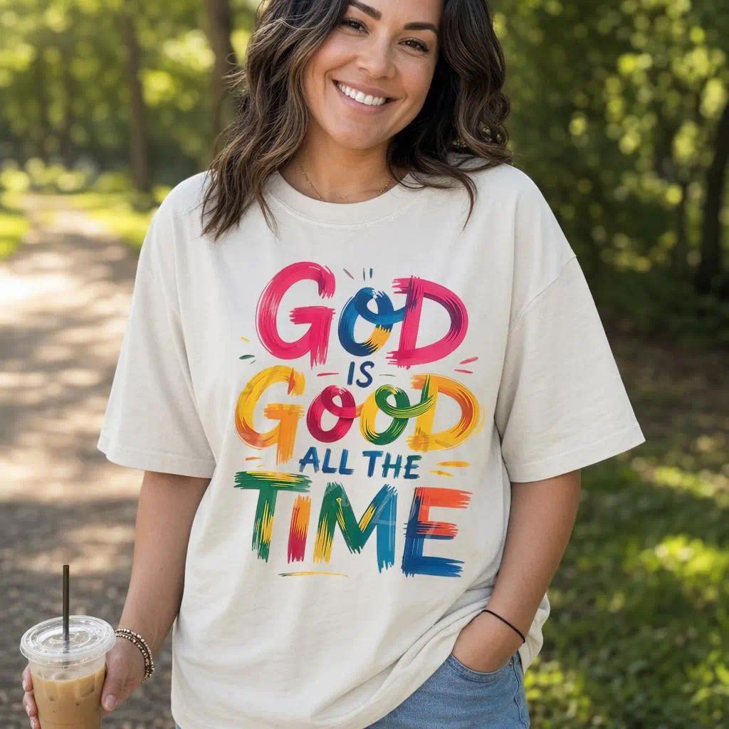 God Is Good All The Time Shirt Women Plus Size Christian product image 2