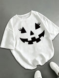 Pumpkin Face T-Shirt Halloween Jack O Lantern with Lashes product image 1