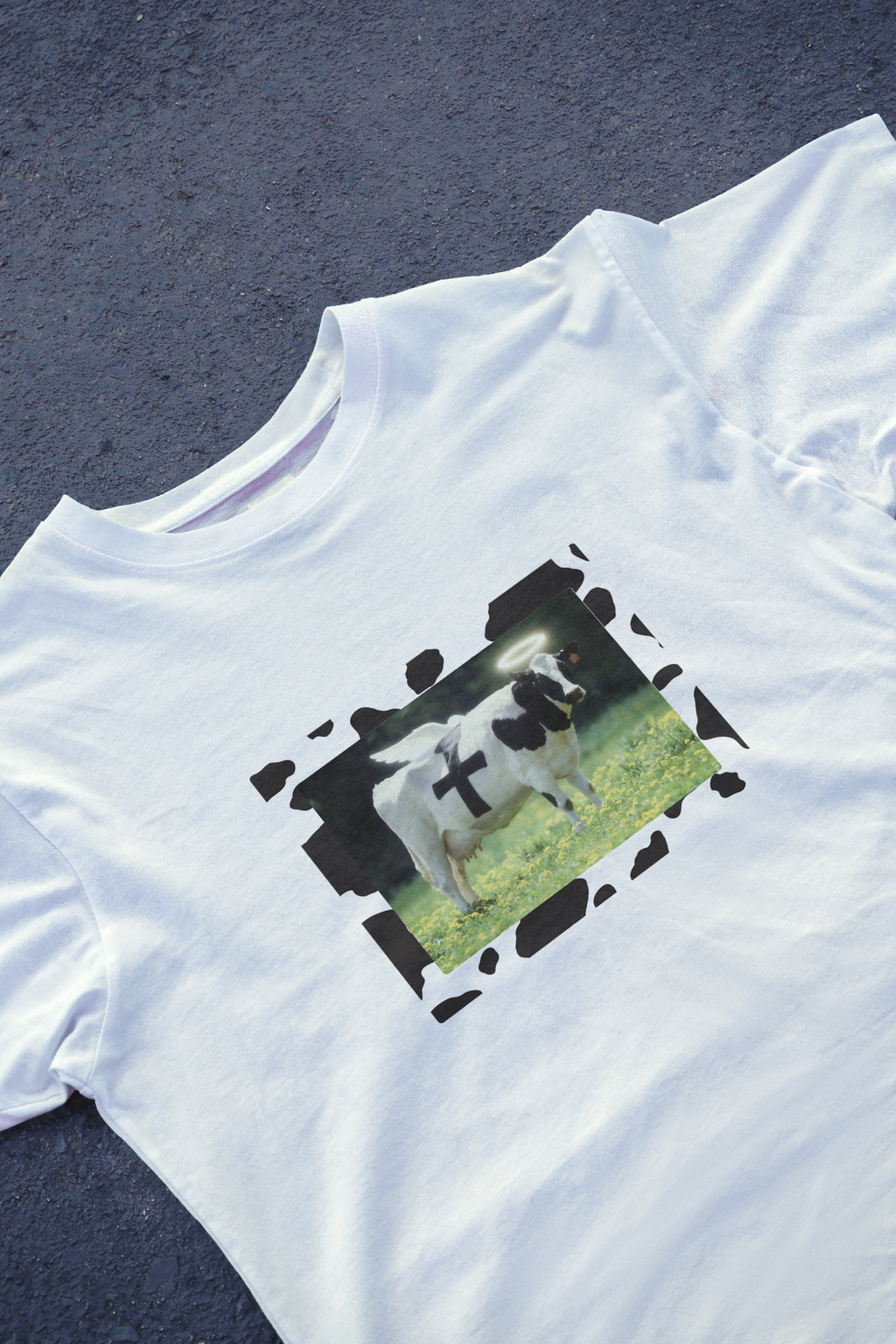 DIYANYONE Surreal Meme T-Shirt: Holy Cow Angel with Black product image 2