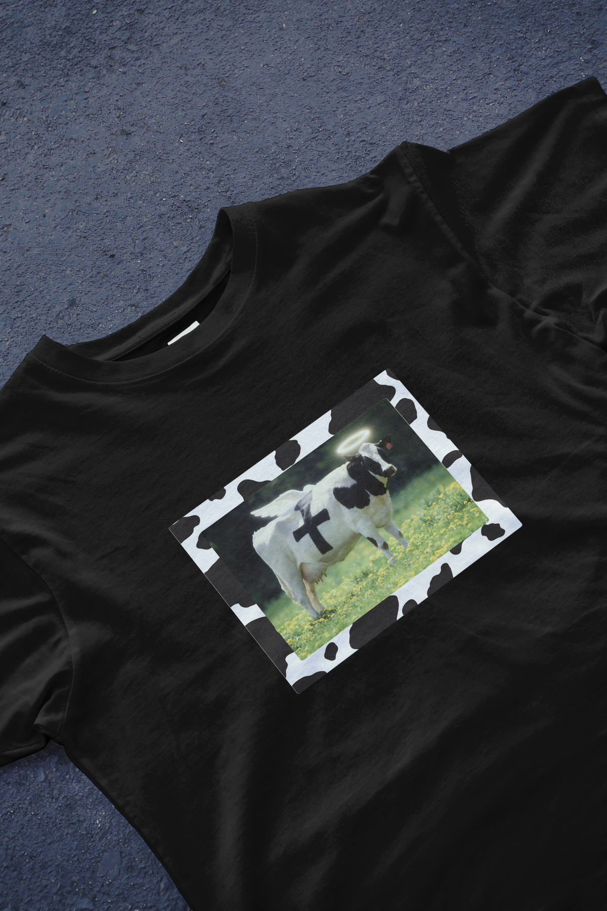 DIYANYONE Surreal Meme T-Shirt: Holy Cow Angel with Black product image 5