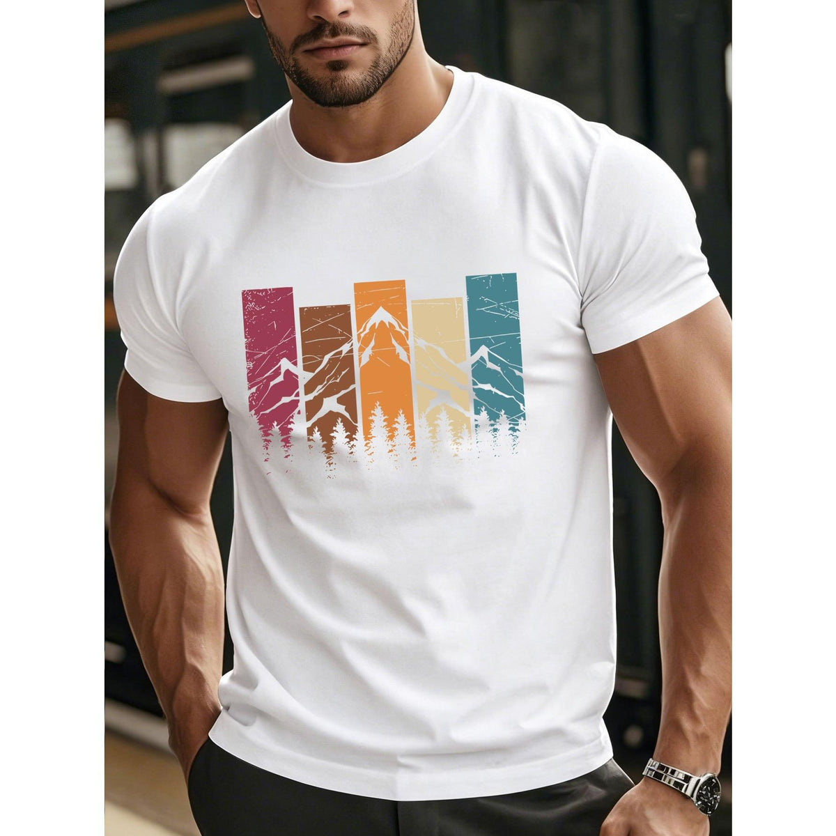 Retro Style Men'S Short-Sleeve T-Shirt Featuring Mountain product image 10