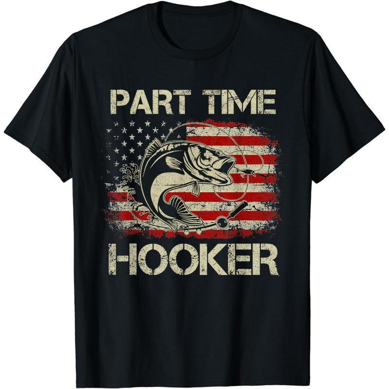 Short Sleeve Print Patriotic Fishing T - Shirt Part Time product image 1