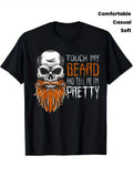Beard Skull Pattern T-shirt - Soft, Men's Round Neck Short product image 1
