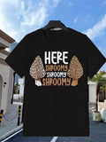 Casual Printed T-Shirt (Whimsical Mushroom Design) – Black product image 1