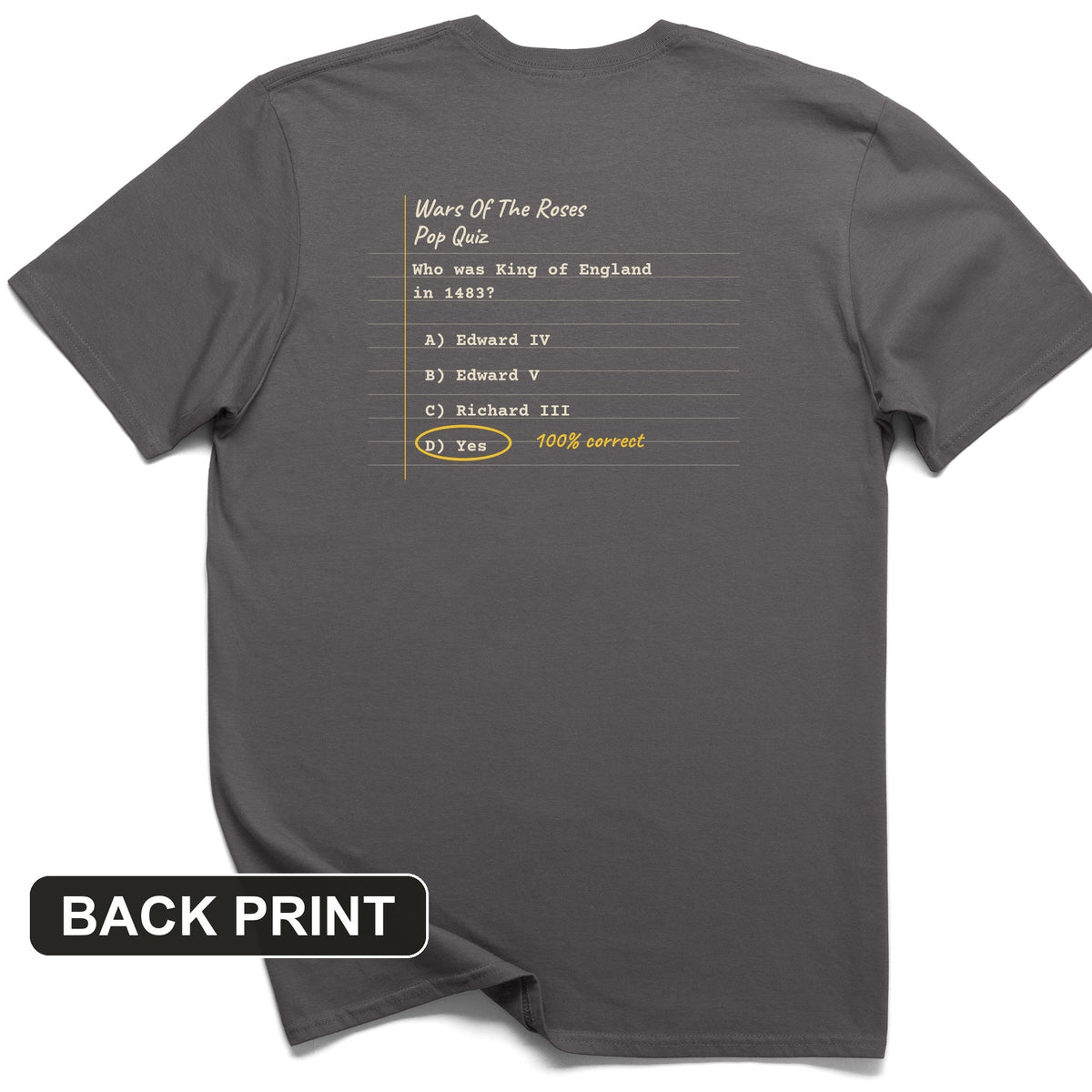 Wars Of The Roses Pop Quiz Back Print T-Shirt product image 3