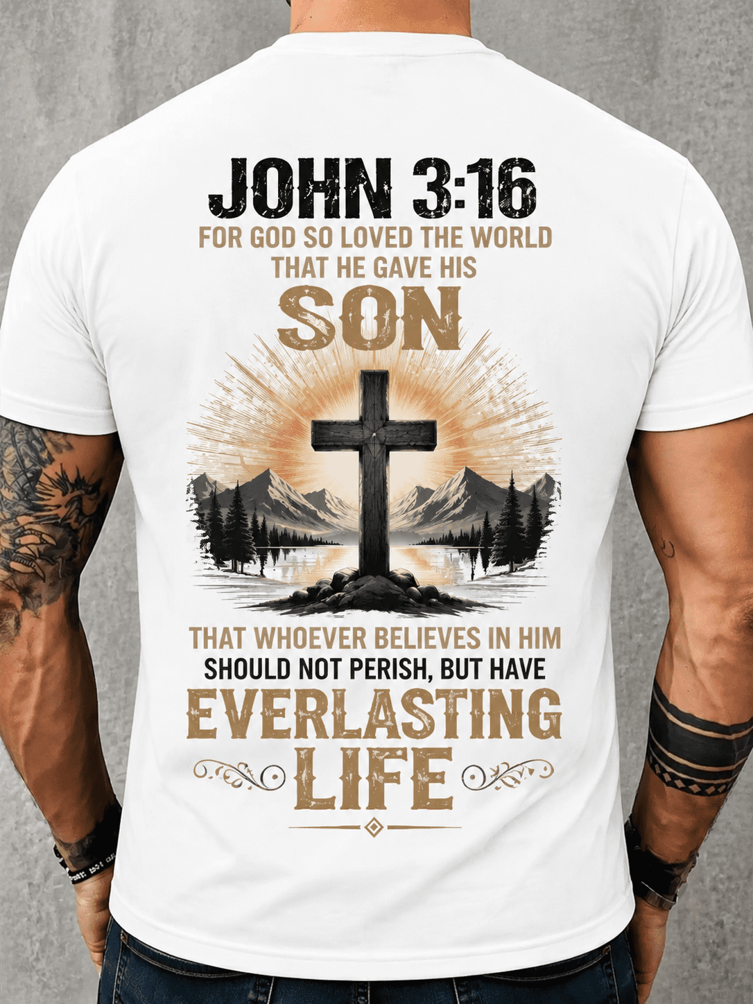 Christian Jesus T-Shirt for Men John 3:16 Bible Verse Cross product image 1