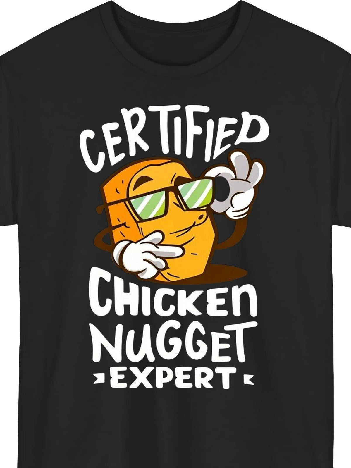 Cool Cartoon Chicken Nugget Expert Graphic T-Shirt, Funny product image 1