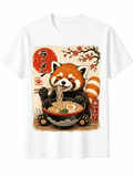 Cute Red Panda Graphic T-Shirt Funny Ramen Lover Japanese product image 1