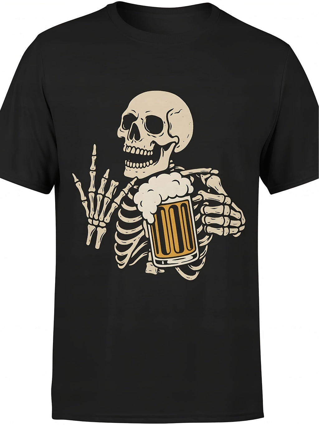 FUNNY beer T-shirt Men's Tee with skull Casual Crew Neck product image 1