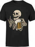FUNNY beer T-shirt Men's Tee with skull Casual Crew Neck product image 1