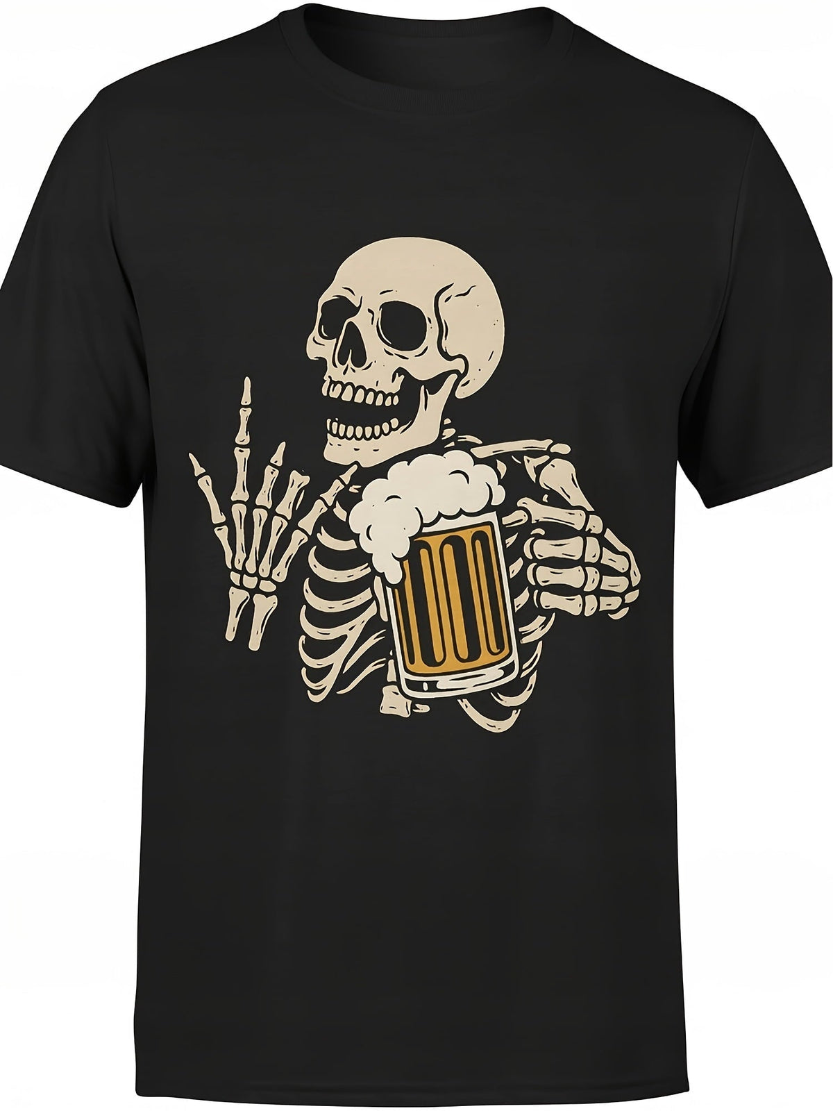 FUNNY beer T-shirt Men's Tee with skull Casual Crew Neck product image 1