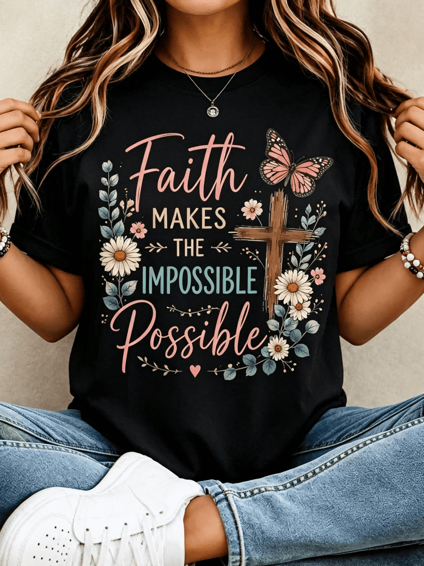 Faith Makes the Impossible Possible Christian Graphic product image 1