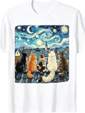Funny Cat Starry Night Van Gogh Cats Rooftop Scene Feline product image 1