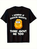Funny Chicken Nuggets Graphic T-Shirt for Men - Black product image 1