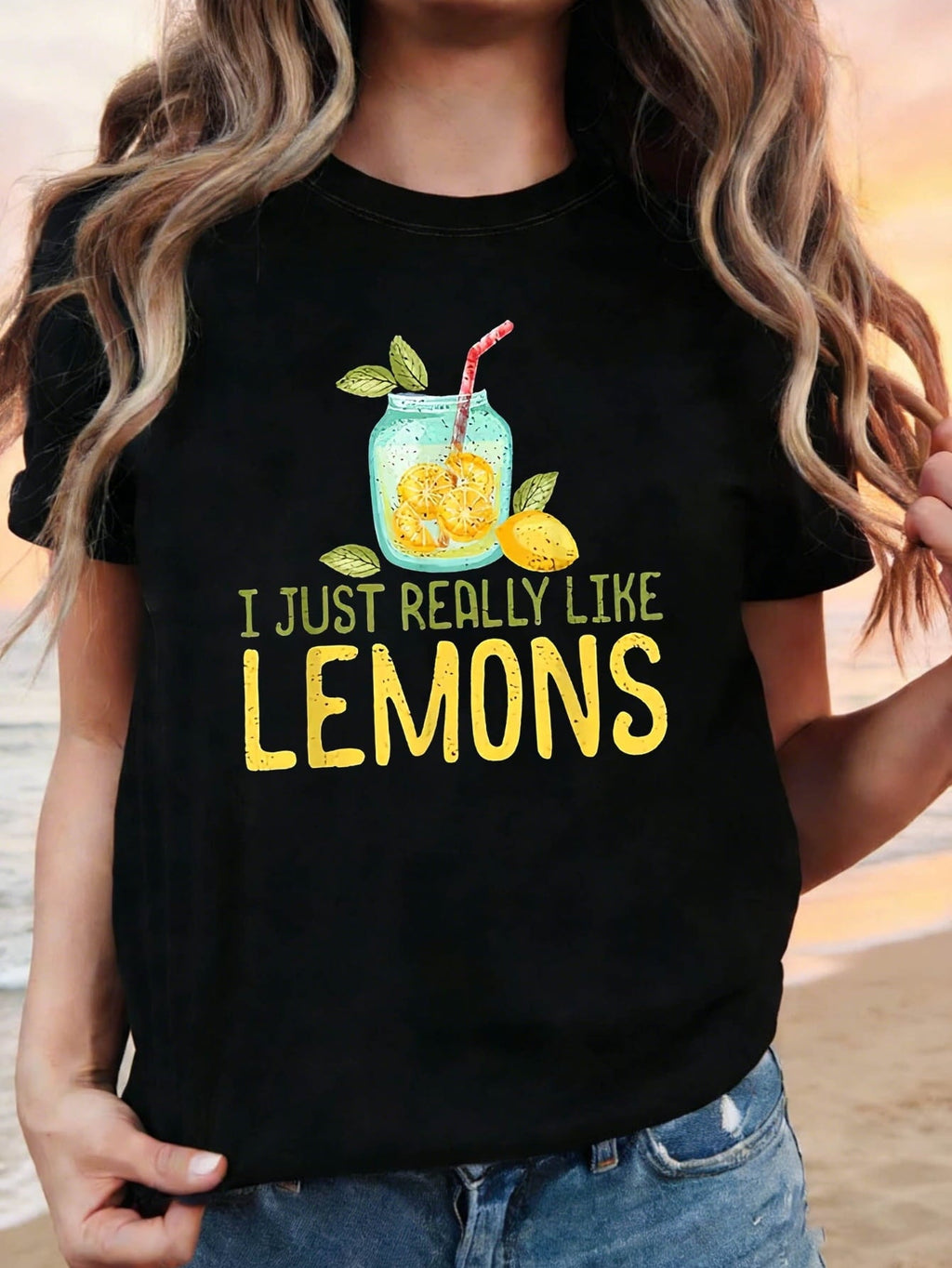 I JUST REALLY LIKE LEMONS Graphic Print Women's T-shirt product image 1