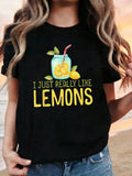 I JUST REALLY LIKE LEMONS Graphic Print Women's T-shirt product image 1