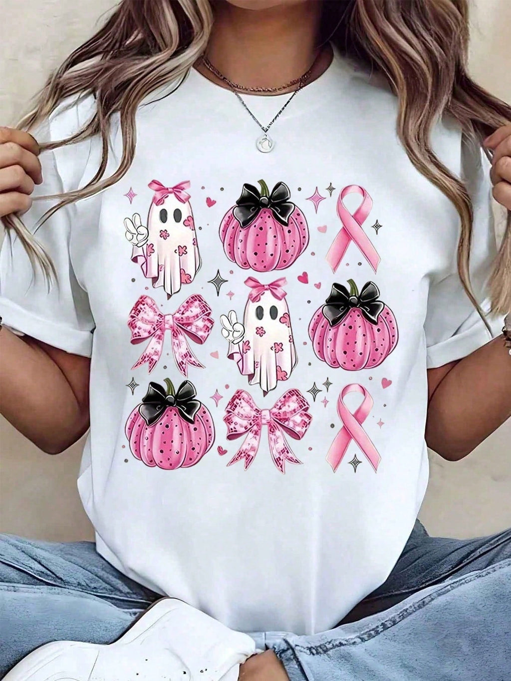 In October We Wear Pink Breast Cancer Awareness T-Shirt for product image 1