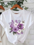Lavender Purple Rose Green Leaf Bohemian Floral Print product image 1